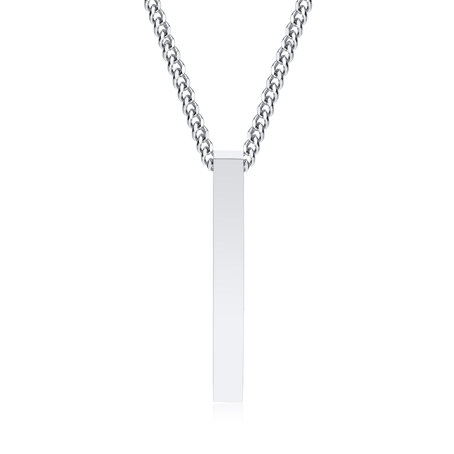 Geometric Necklace Stainless Steel All-Light Rectangle Pendant Jewelry for Men