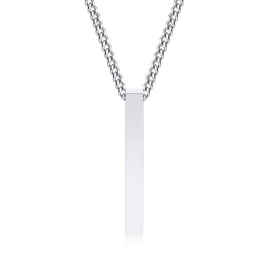 Geometric Necklace Stainless Steel All-Light Rectangle Pendant Jewelry for Men