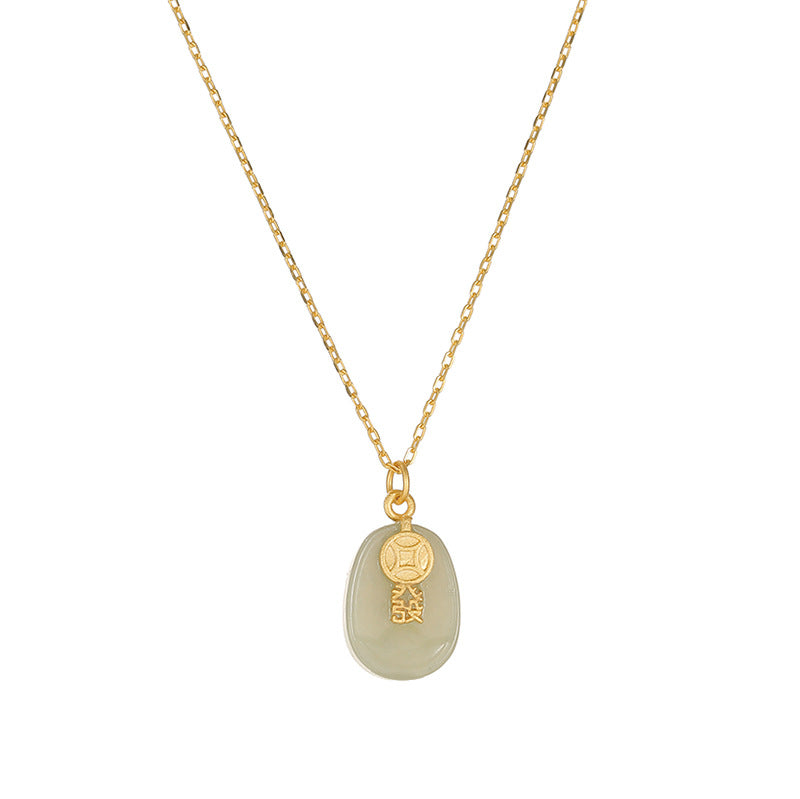 Fairy S925 Silver Necklace with Jade Gem Detail