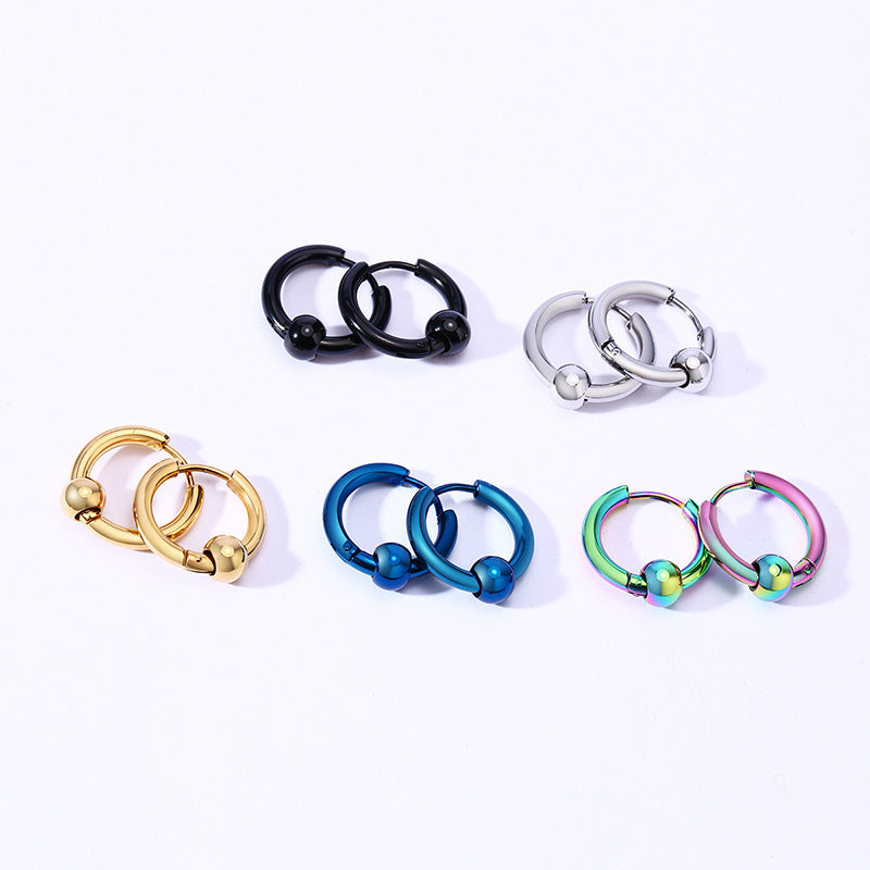 Polished Bead Hoop Earring — Single, 3 Finishes