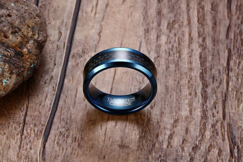 Tungsten Steel Jewelry Men's Tungsten Ring Carbon Fiber Blue