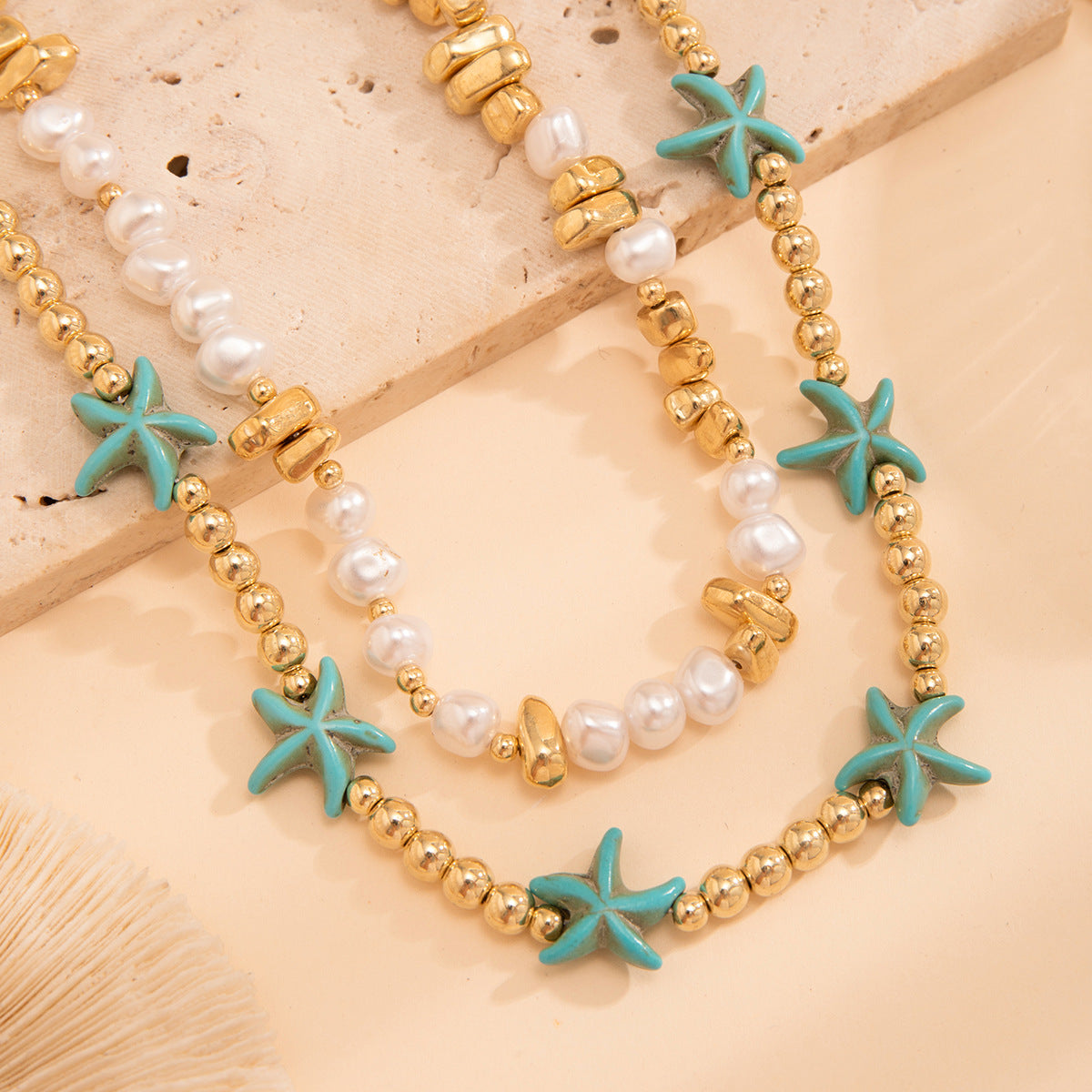 Seashell and Starfish Necklace for Women in Elegant Ocean Style