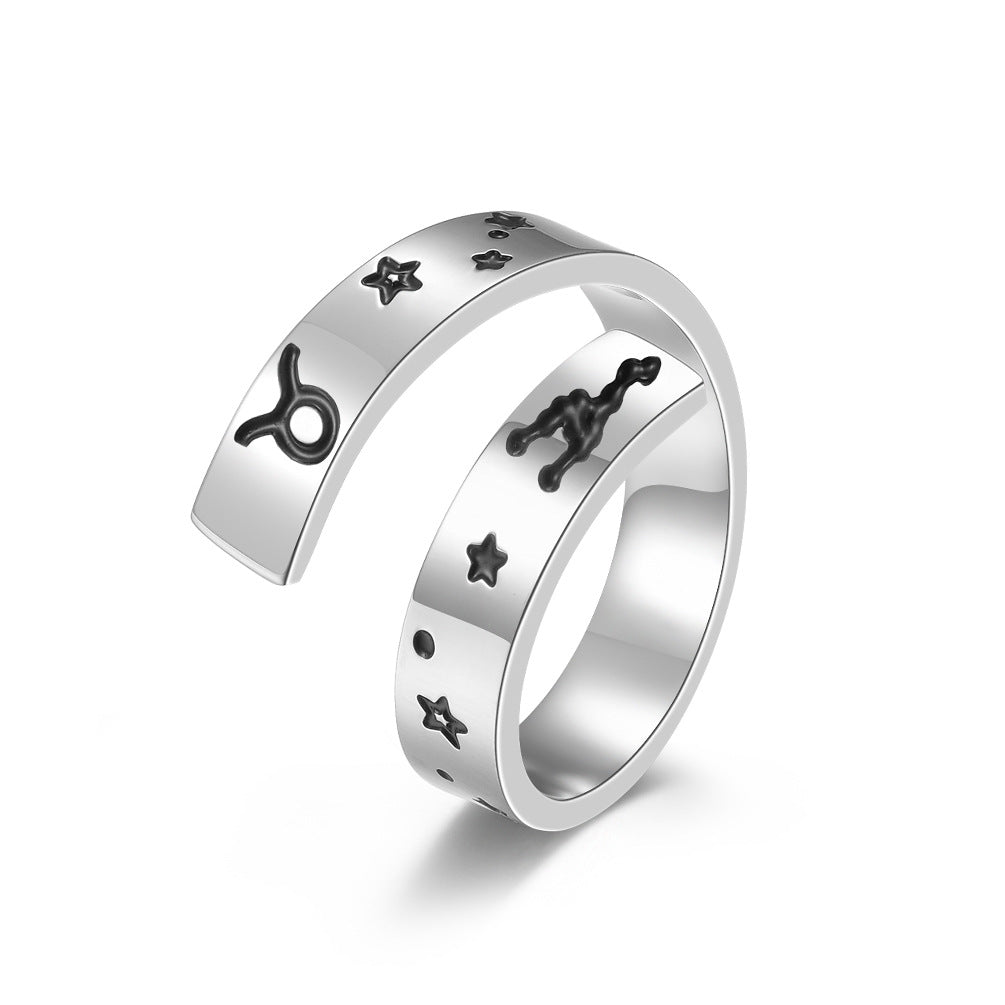 Neutral Cold Wind Twelve Constellations Adjustable Ring