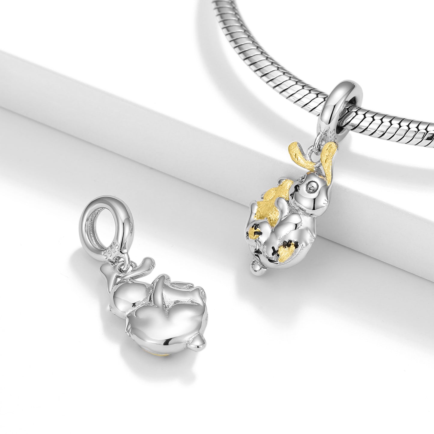 Stitching Rabbit Doll Silver Pendant