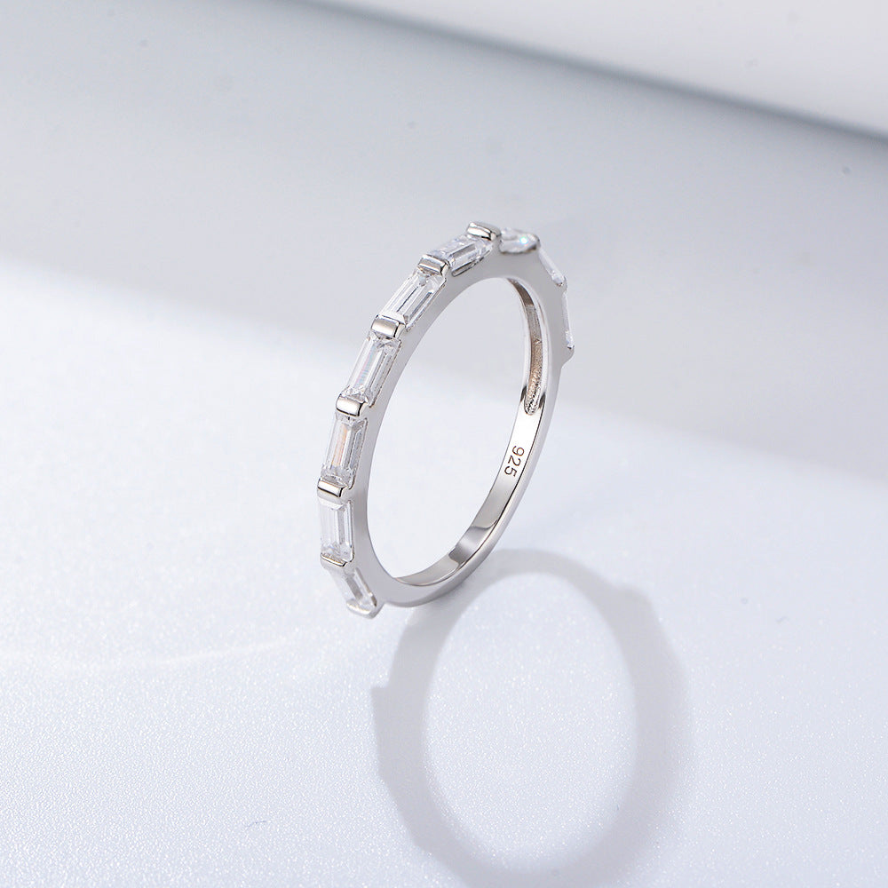 Rectangular Zircon Sterling Silver Ring Zircon Ring