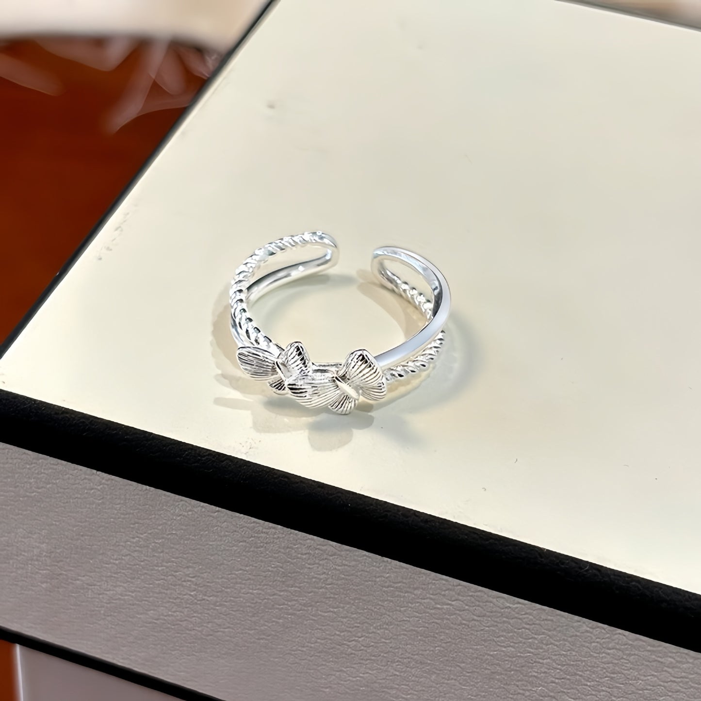 Planderful S925 Sterling Silver Butterfly Ring For Women Adjustable Versatile Personalized Gift