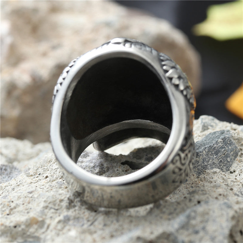 Titanium Steel Cross Skull Ring for Men - Retro Hipster Punk Style