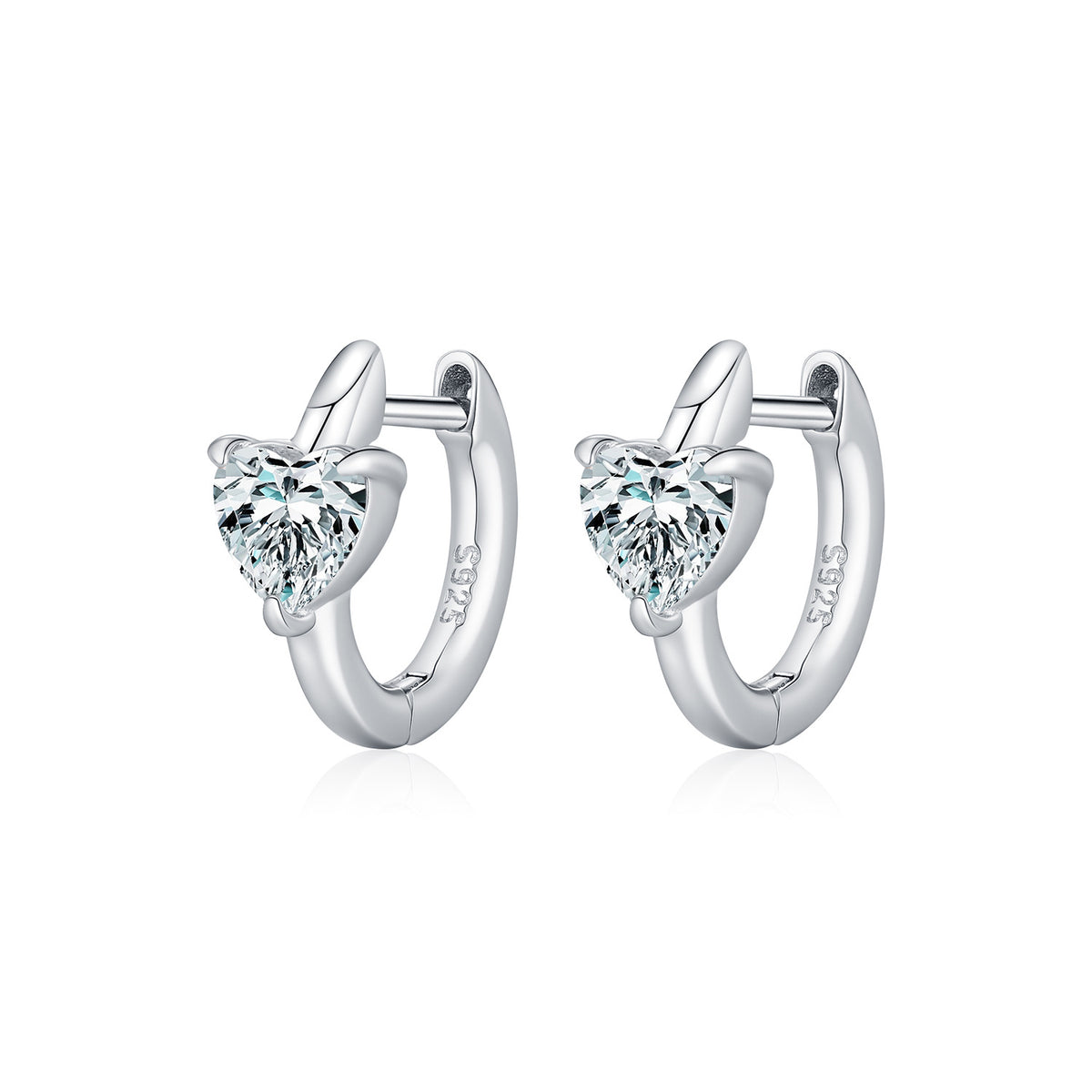 925 Sterling Silver 0.50 ct Heart Moissanite Earrings
