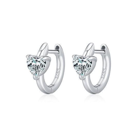 925 Sterling Silver 0.50 ct Heart Moissanite Earrings