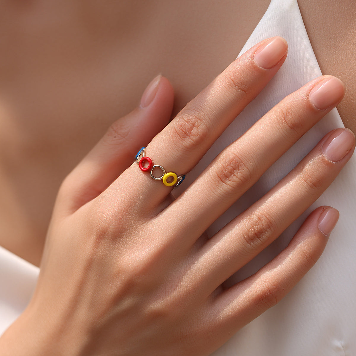 925 Sterling Silver Two-Tone Enamel Ring