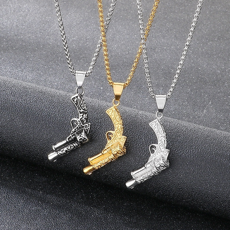 Planderful Everyday Genie Stainless Steel Pistol Pendant Men