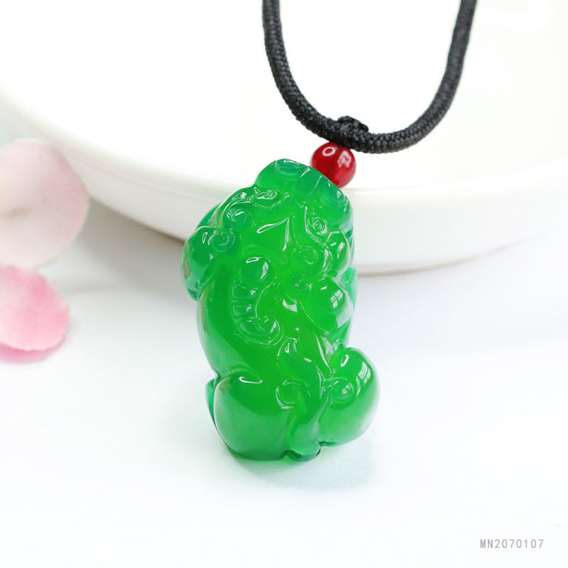 Green Chalcedony Pixiu Pendant