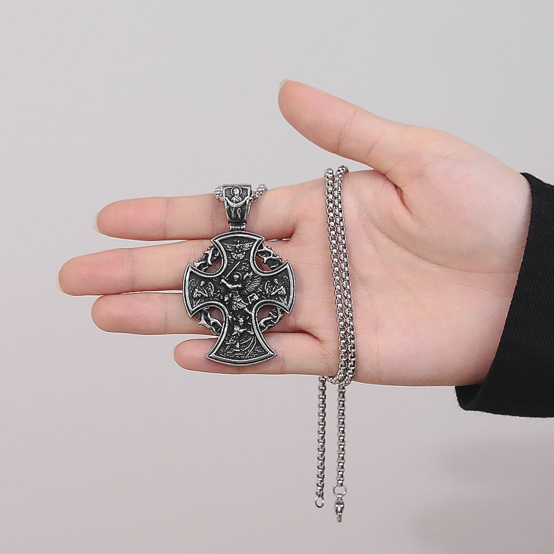 Steel Necklace – Vintage Viking Cross for Men
