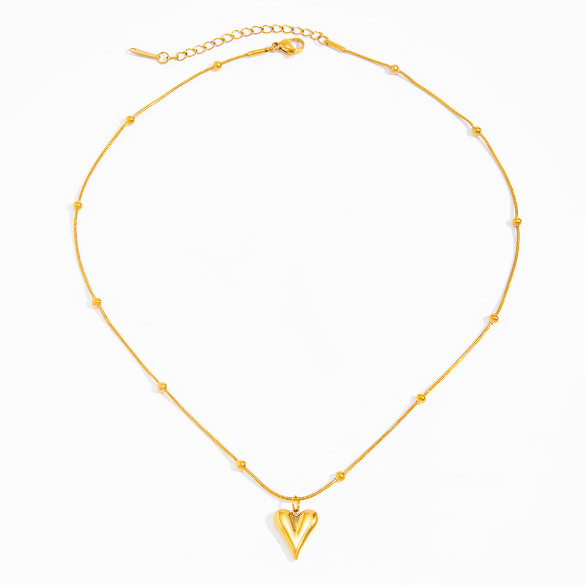 Stainless Steel Love Heart Pendant Collarbone Necklace Pvd Gold-Plated