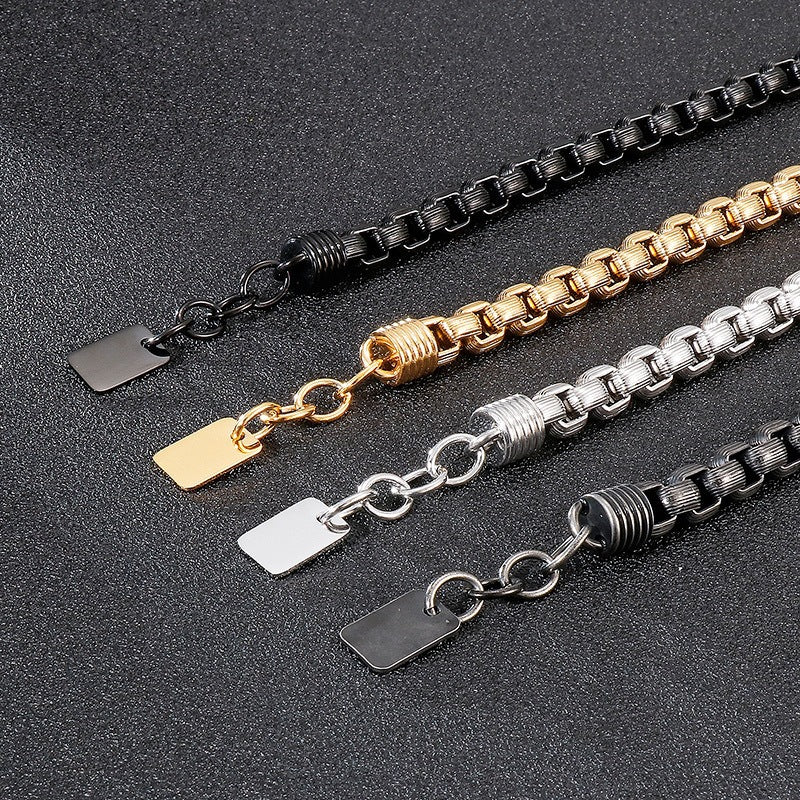 Punk Style Men's Stainless Steel Square Pearl Bracelet – Men's Titanium Steel Design