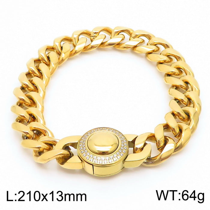 Bracelet Of The – Cnc Zircon Cuban Chain Titanium Steel Men's