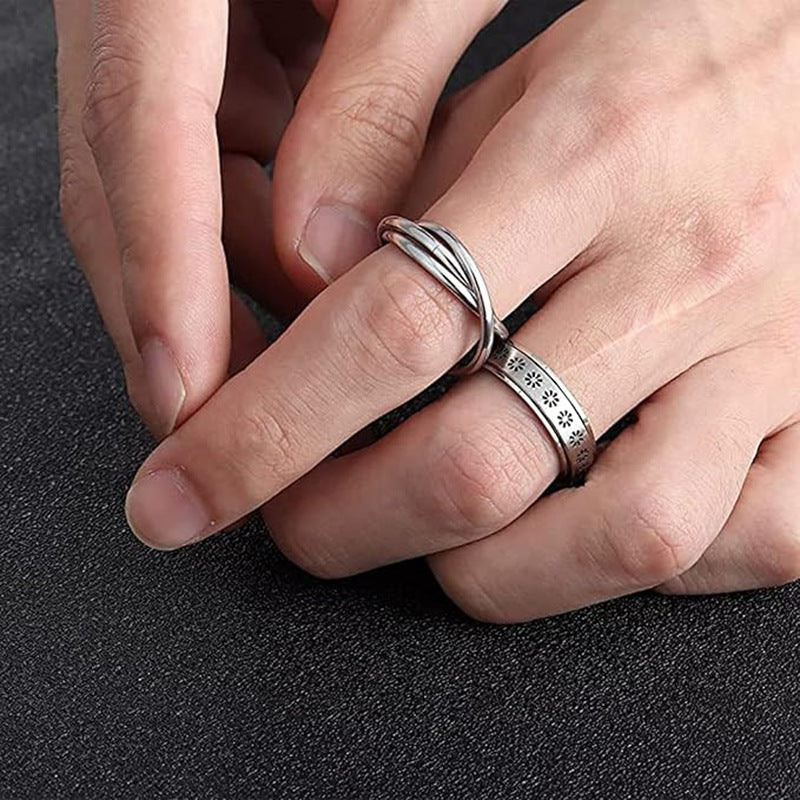 Planderful Everyday Genie Titanium Steel Rotatable Ring Star Moon For Men Women Unisex Couple Set