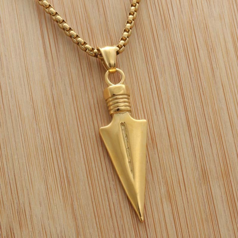 Punk Arrow Pendant Necklace for Men - Titanium Steel Dart Design by Planderful