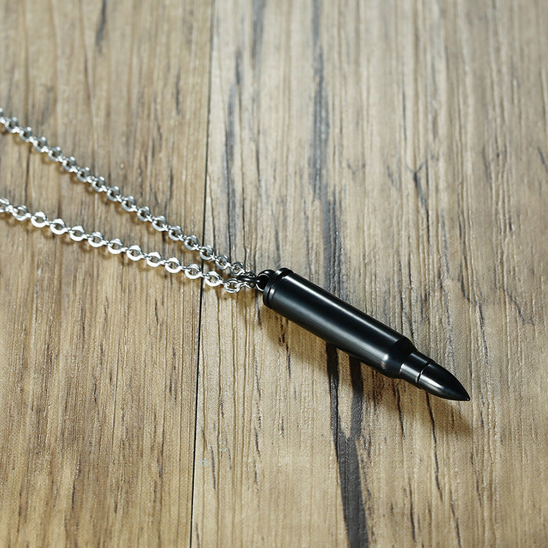 Stainless Steel Bullet Pendant Necklace Personalized Hip Hop Jewelry