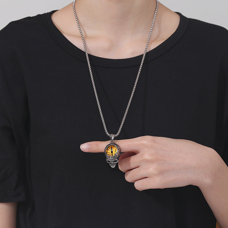 Steel Necklace – Vintage Viking Devil's Eye For Men