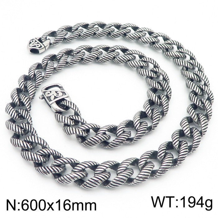 European Fashion Buckle Bracelet Cuban Chain Set For Men