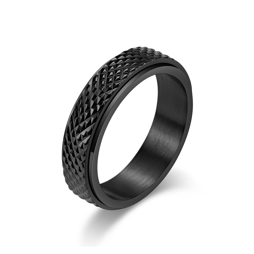 Planderful Rotating Titanium Ring Rhombus Design Unisex Fashion for Hipster Jewelry Lovers