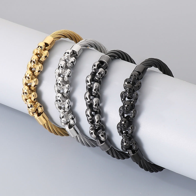 Titanium Steel Skull – Weiya Wire Steel Wire Layered Ghost Head Men's Bracelet