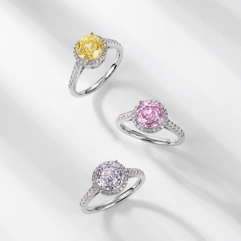S925 Sterling Silver Gold-Plated Zircon Rose Ring
