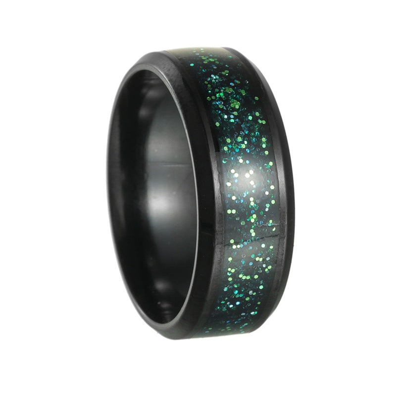 Planderful Titanium Steel Ring 8mm Black Star Unisex Statement Jewelry For Men And Women