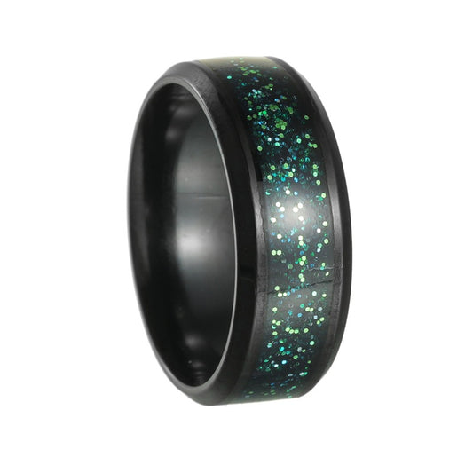Planderful Titanium Steel Ring 8mm Black Star Unisex Statement Jewelry For Men And Women
