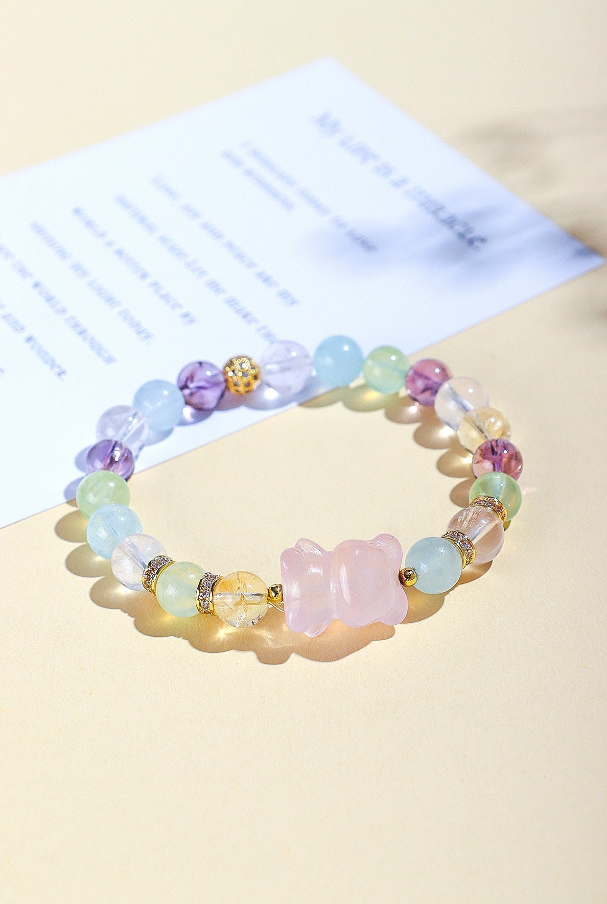 Planderful Duobao Bear Beaded Bracelet – Fresh and Sweet Crystal Elegance