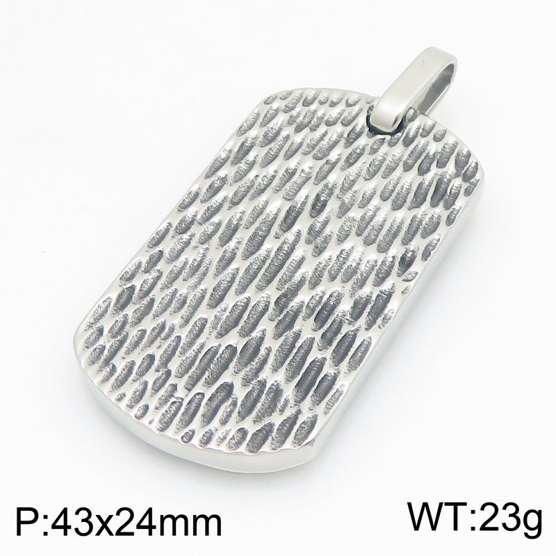 Trendy Retro And Old Hammer Pattern Military Brand Pendant, Fashionable And Water Ripple Necklace