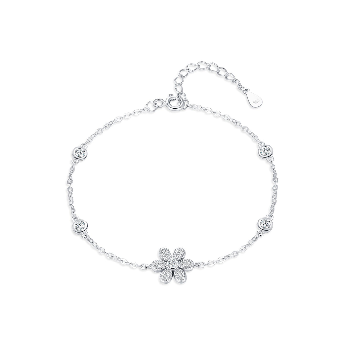 Planderful Everyday Genie Bracelet – Elegant Shining Zircon Flower Design