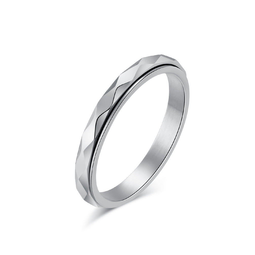 Steel Ring – Minimalist Geometric Rotating Rhombus