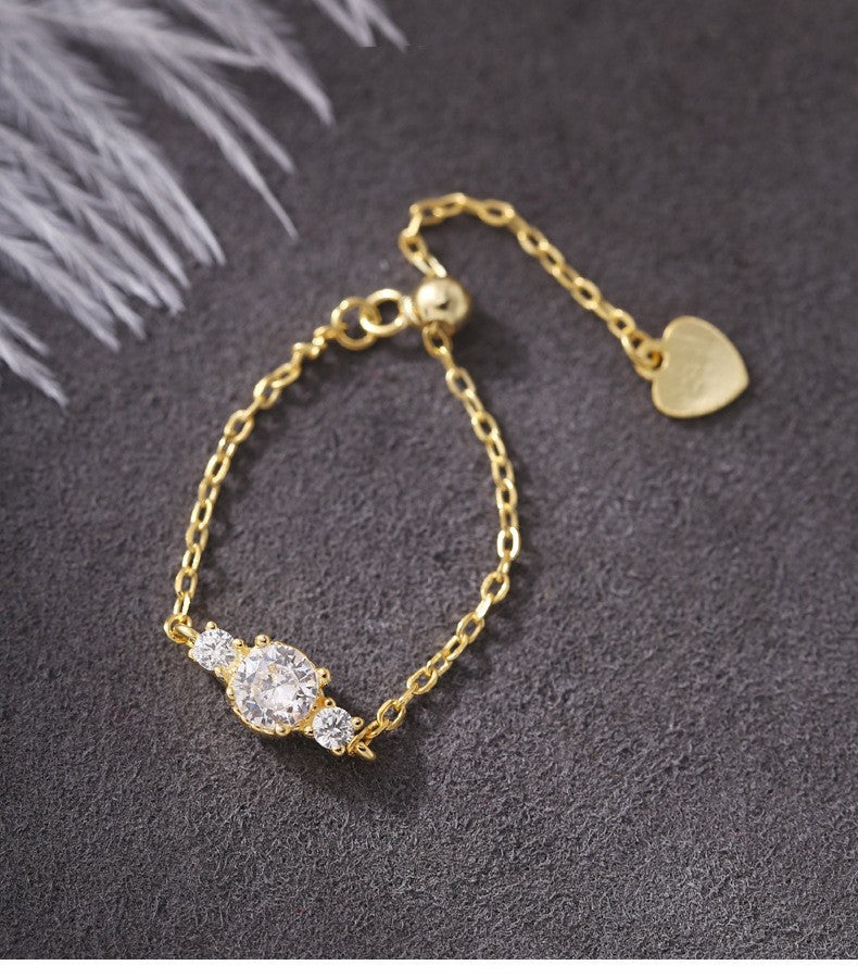 New 925 Sterling Silver Chain Pull Ring Women's Luxury Design