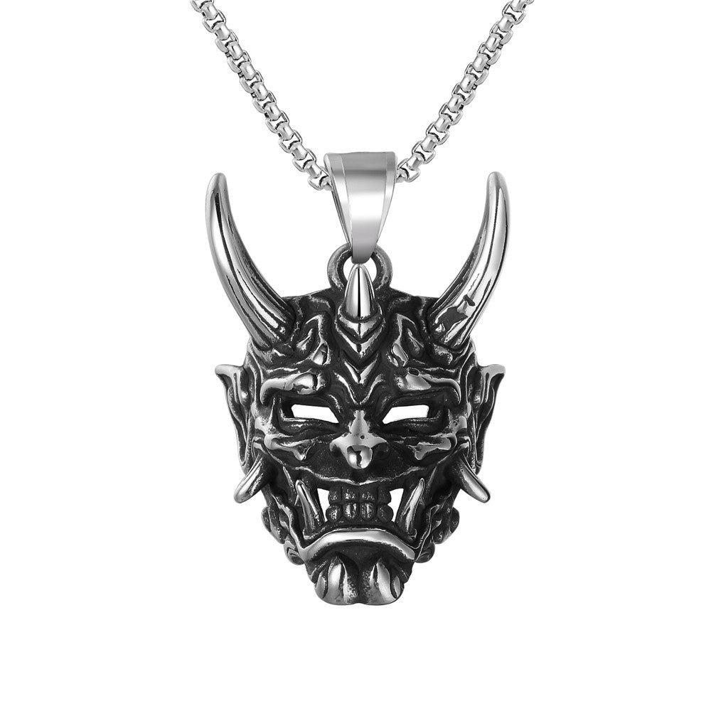 Longhorn Prajna Mask Titanium Steel Pendant Necklace