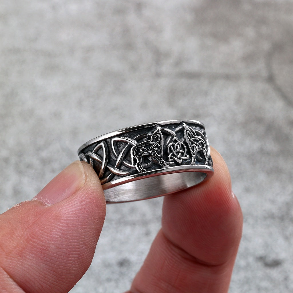 Vintage Viking Wolf Stainless Steel Men's Ring