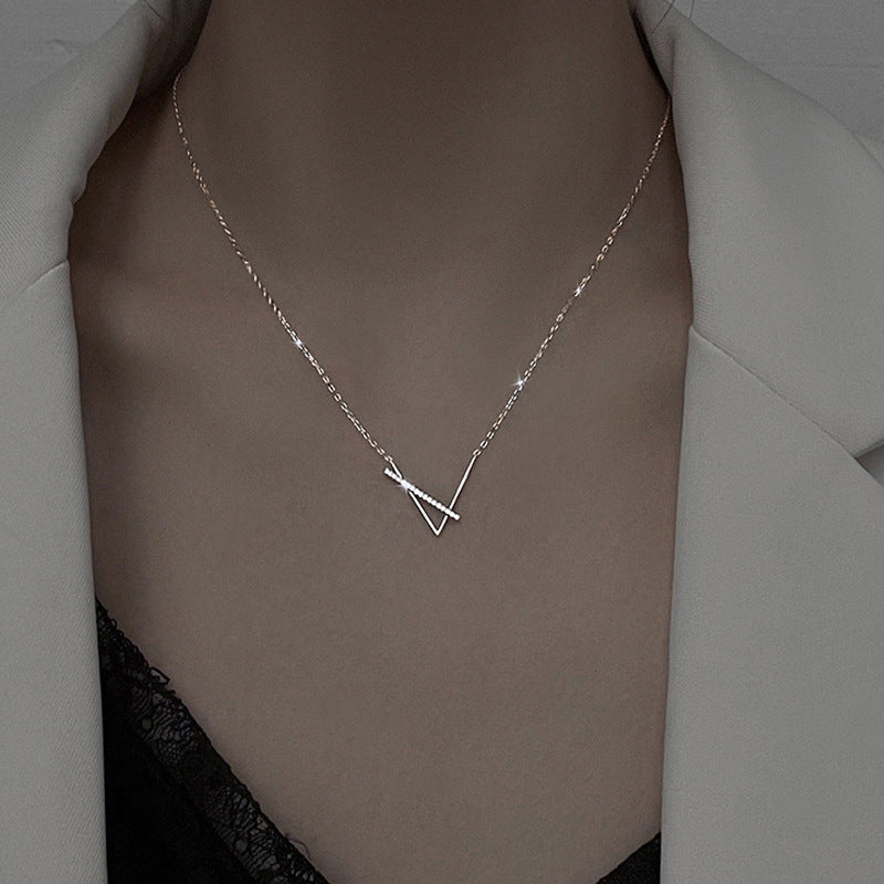 New Sterling Silver Geometric Necklace for Women's Light Luxury Gift