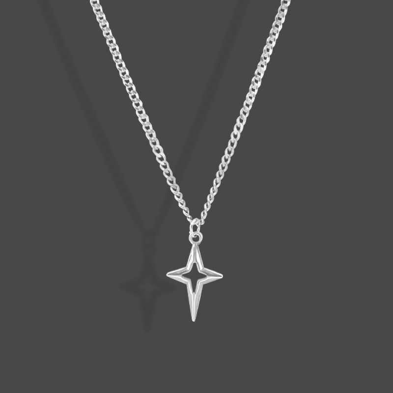 Planderful Jewelry Star Pendant Necklace Steel Chain