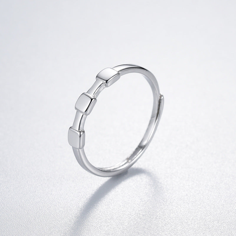 Planderful Sterling Silver Ring For Women Adjustable Square Minimalist Design Premium Niche Fashion Accessory