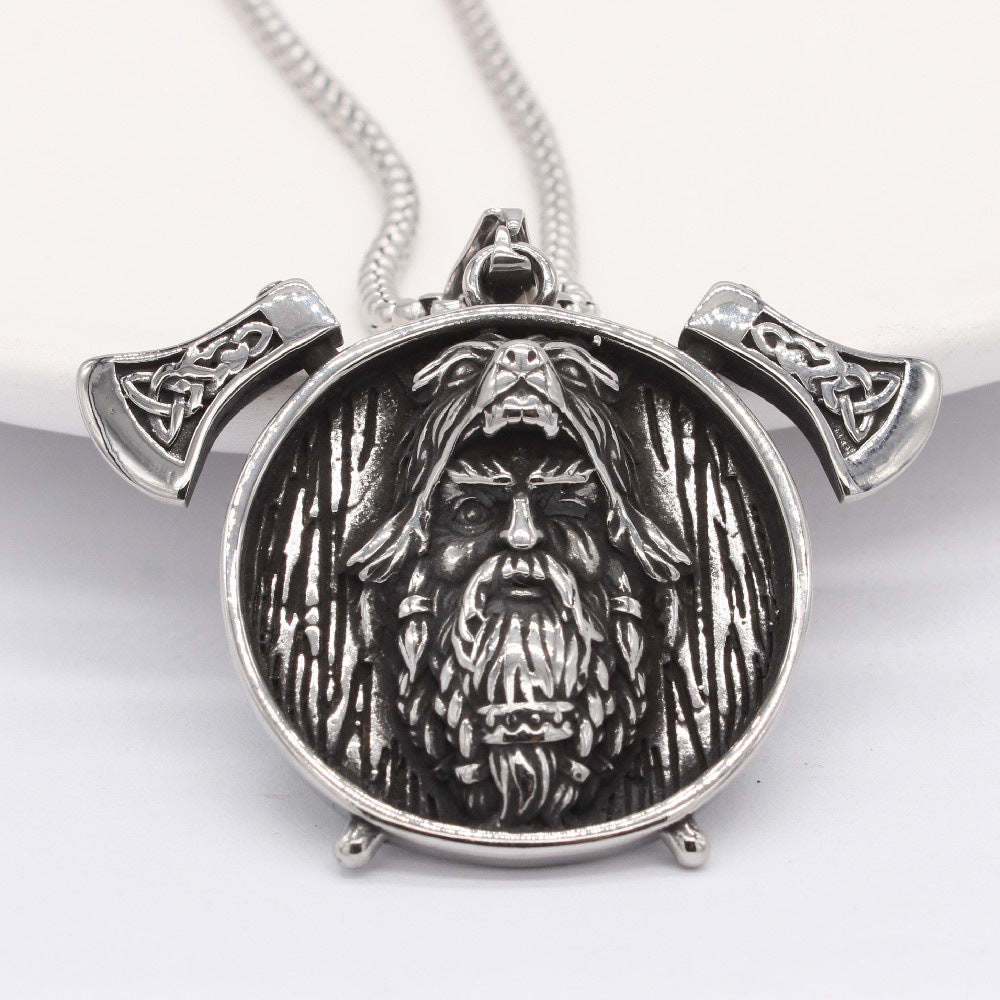Nordic Viking Axe Pendant Titanium Steel Unisex Jewelry With Protection Statement Planderful