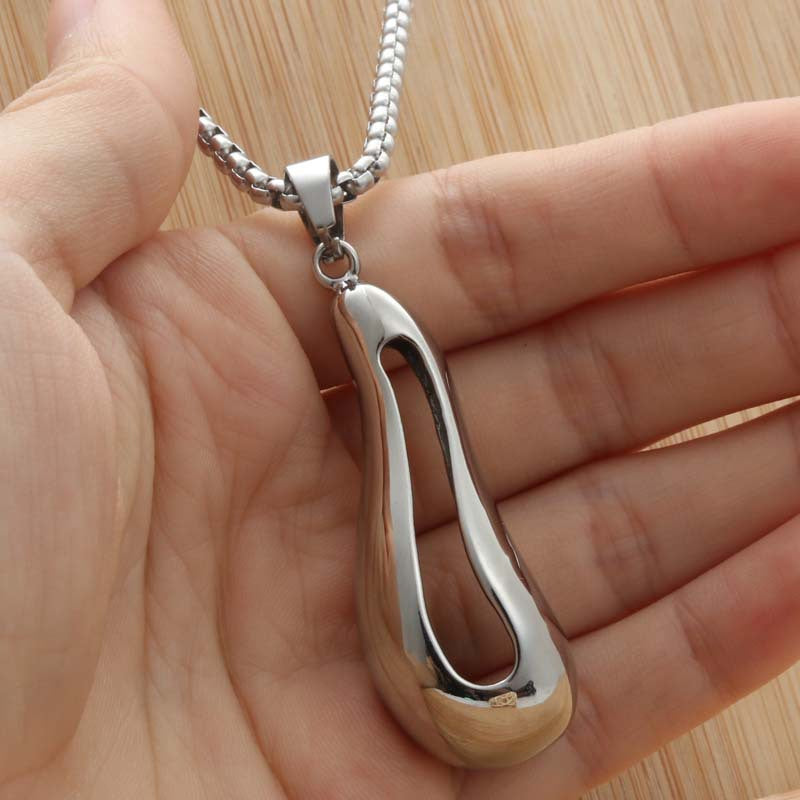 Punk-Inspired Hollow Eggplant Pendant Necklace for Men in Titanium Steel