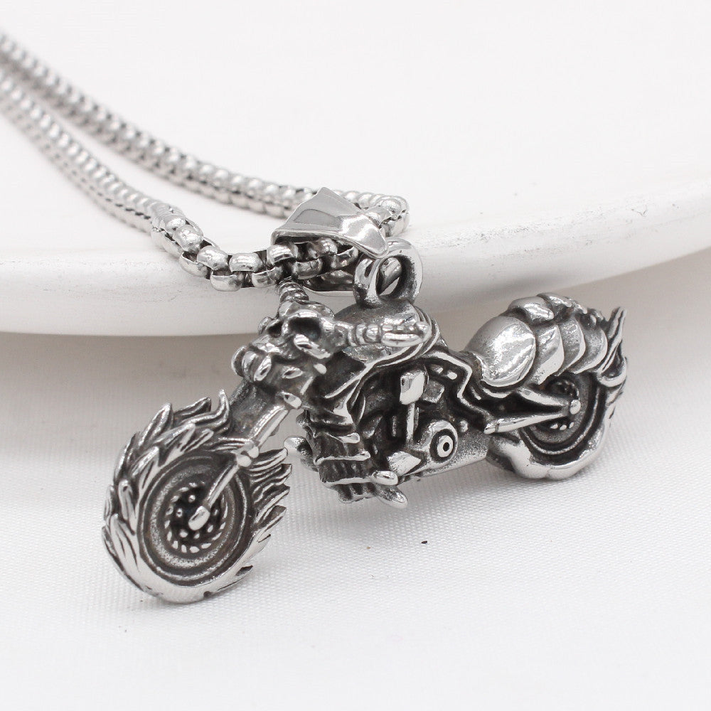 Personalized Retro Motorcycle Titanium Steel Pendant for Men - European and American Style