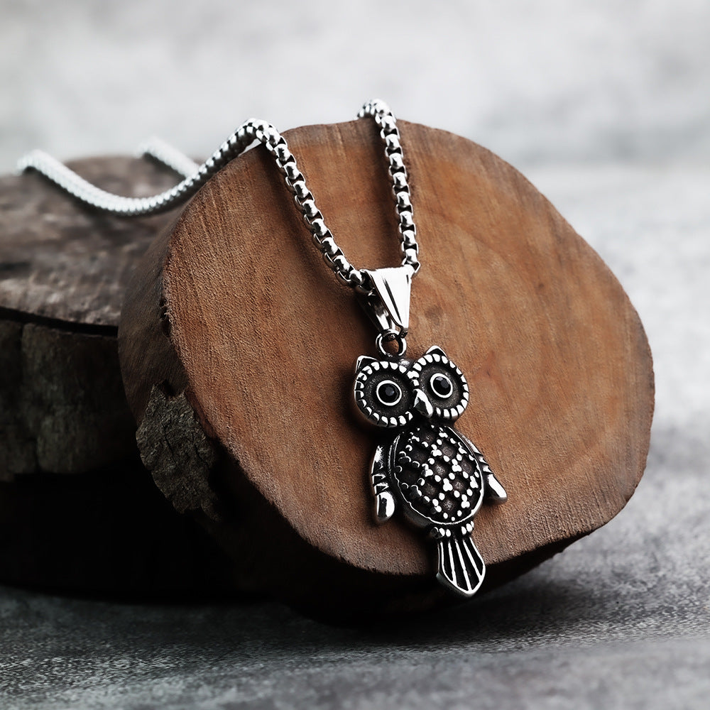 Punk Owl Stainless Steel Men's Pendant Necklace
