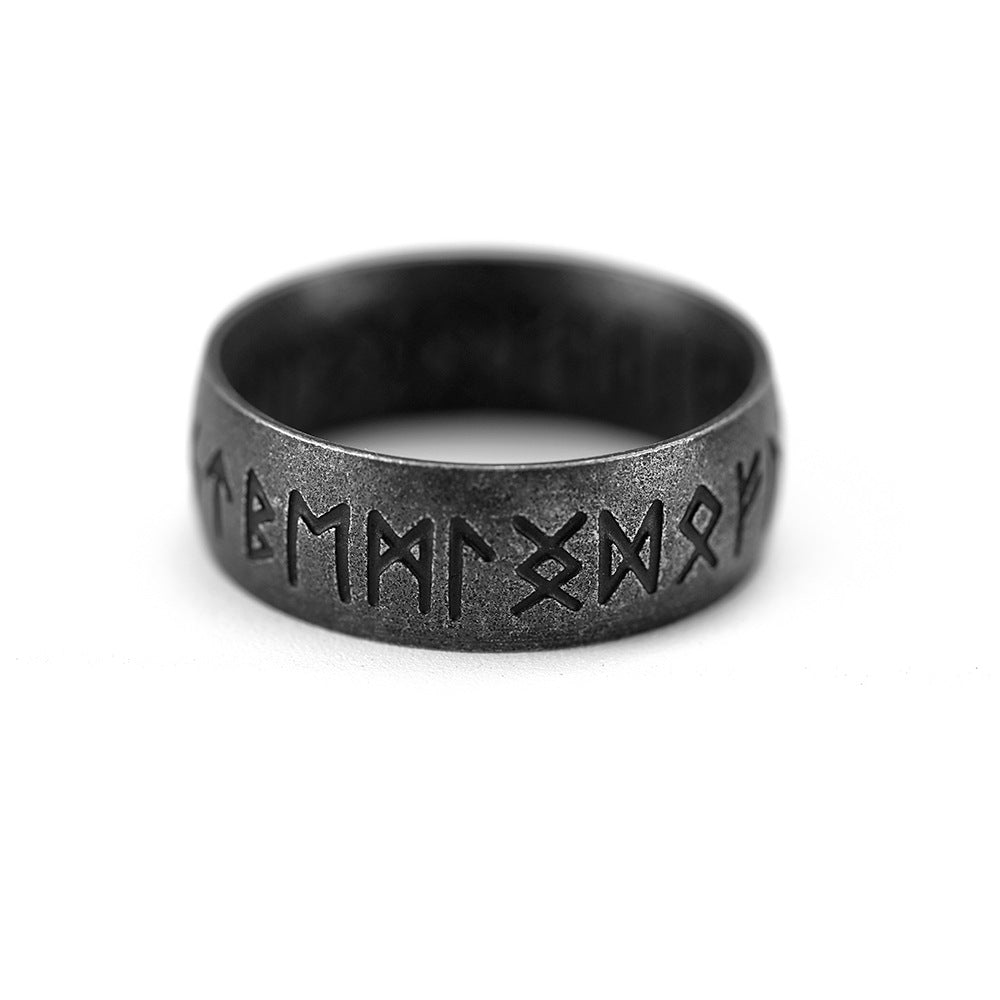 Nordic Vintage Stainless Steel Double Viking Luhn Ring for Men