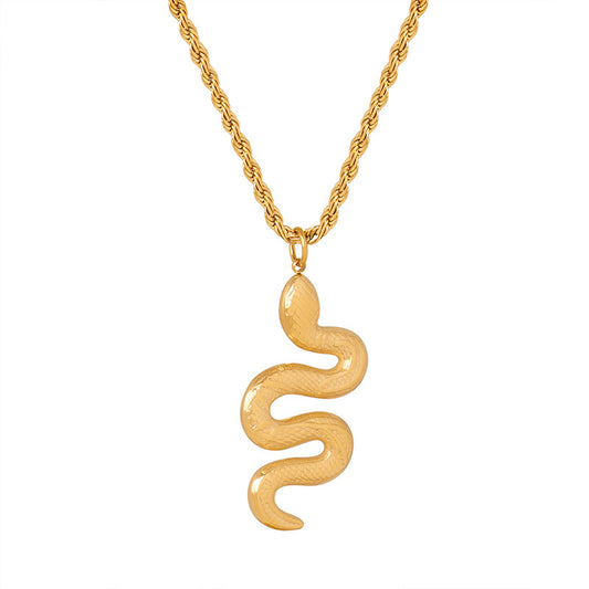 Exquisite Serpent Charm Pendant Necklace - Elegant Women's Jewelry