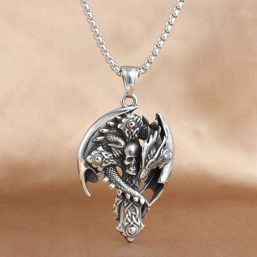 European And American Stainless Steel Skull Sword Pendant