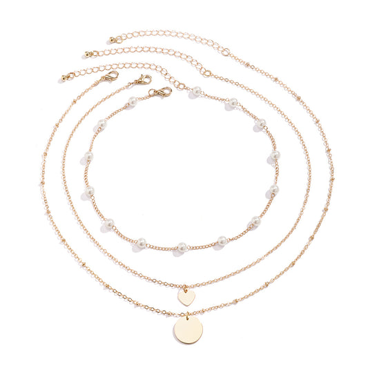 European and American Multi-layer Necklace Set with Geometric Pearl Pieces in Vienna Verve Collection