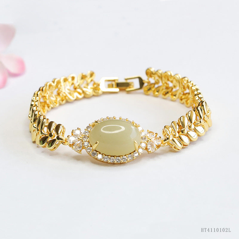 Qingshui Hetian Jade Wheat Motif Bracelet
