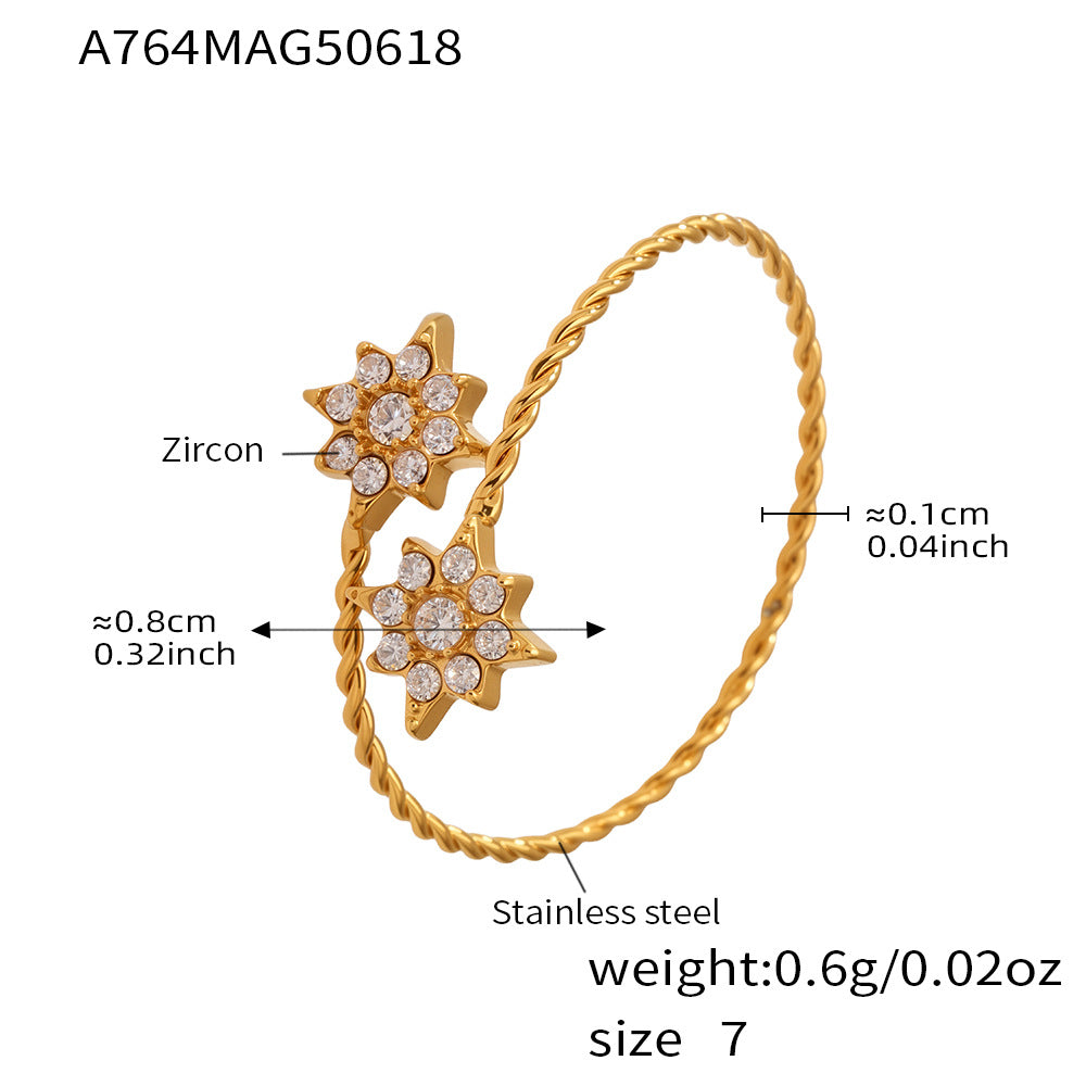 Planderful Zircon Ring For Girls 18K Gold Plated Slim